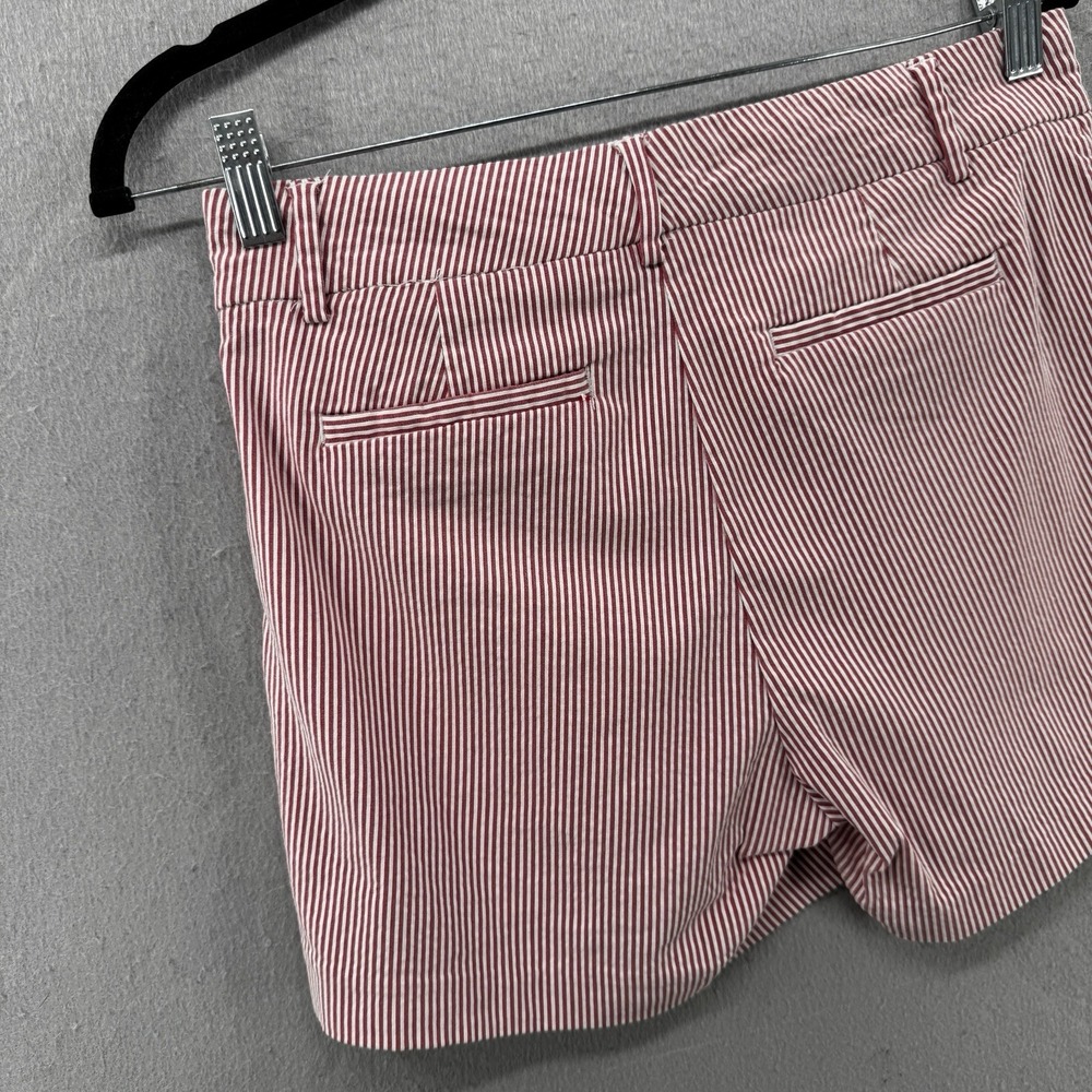 Crosby. Classic Shorts Women 4 Red White Railroad Stripe Pucker Nautical Coastal - Picture 3 of 12